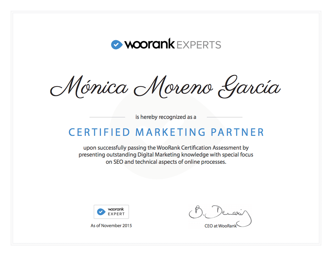 Certificaciones SEO - Experto en Woorank - Woorank Expert