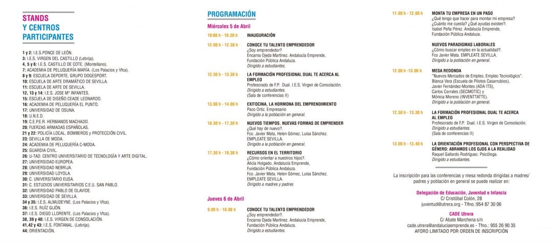Jornadas de Orientacion academica profesional - Programacion Interior - Utrera Sevilla