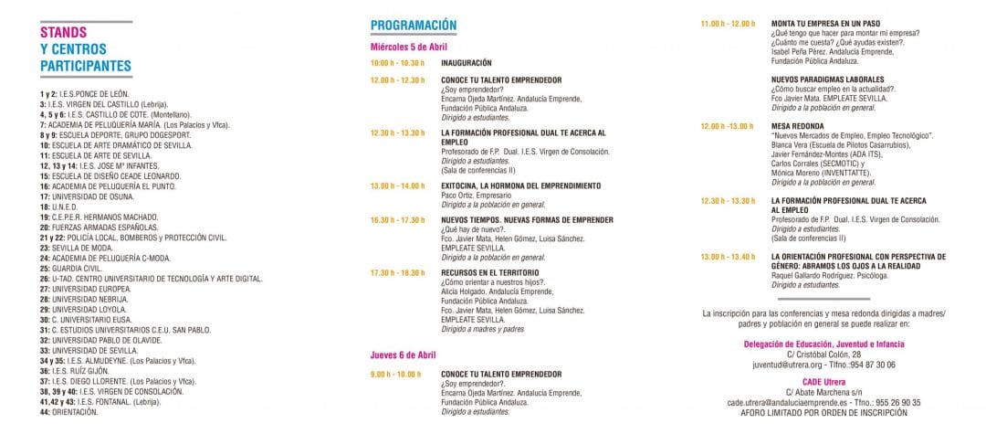 Jornadas de Orientacion academica profesional - Programacion Interior - Utrera Sevilla