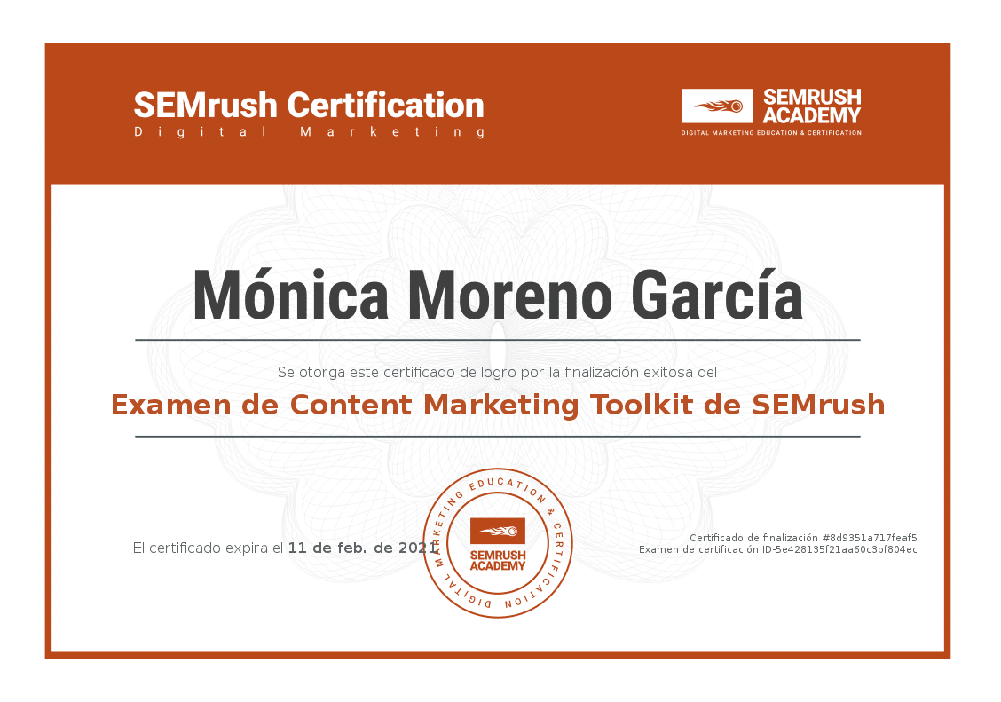 Certificaciones SEO - Semrush Certificacion for Content Marketers