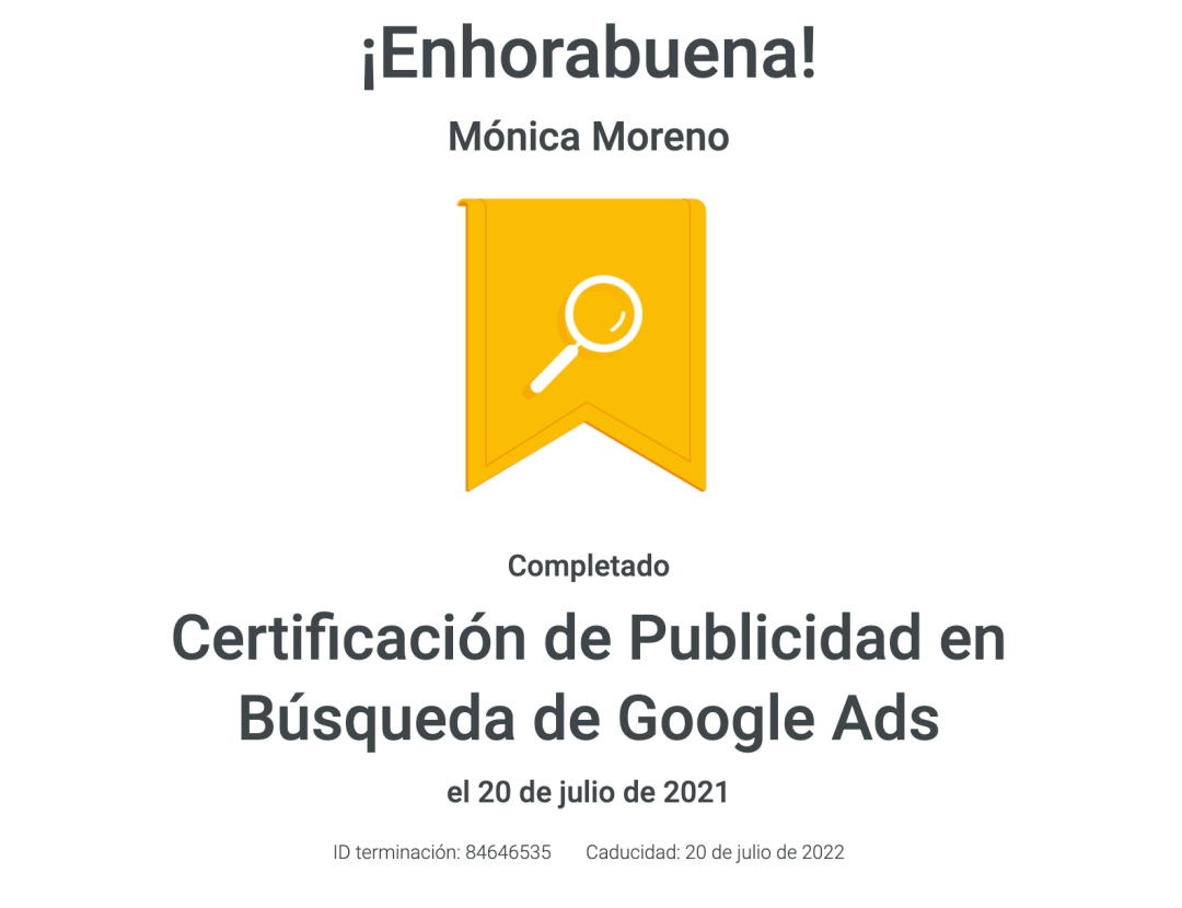 Certificaciones SEM - Google Adwords - Certificación de Publicidad en Búsquedas de Adwords
